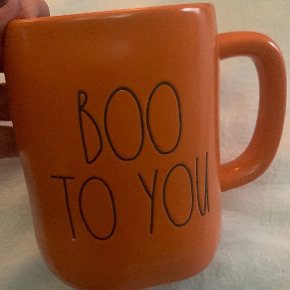 RAE DUNN Orange Boo to You  Mug Shiny Halloween